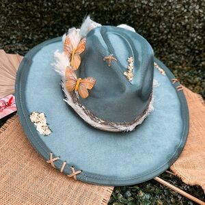 Handmade Turquoise Rancher Hat | Vegan Leather Western Hat